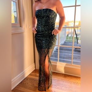 Showpo strapless sparkly maxi dress